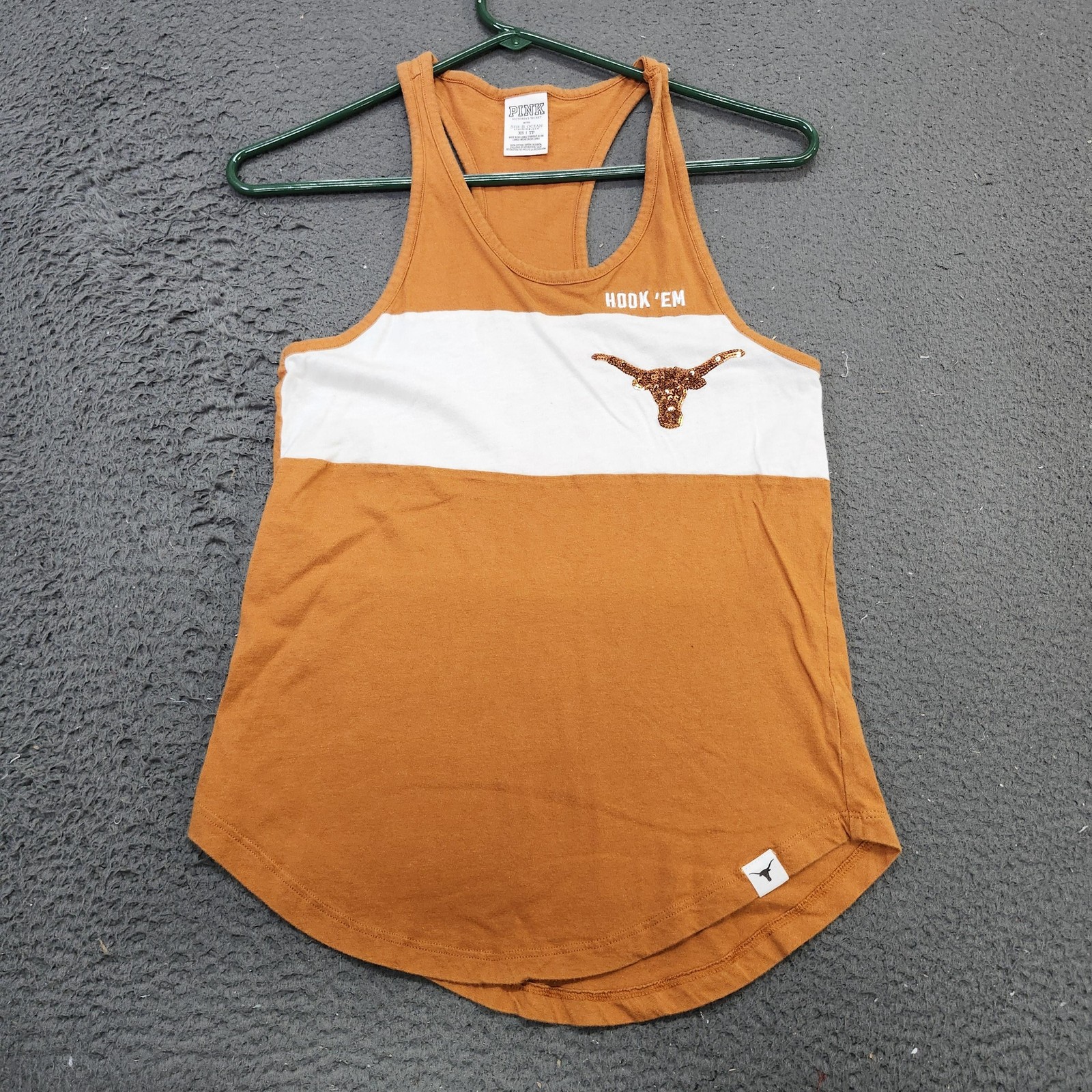 Texas Longhorns Shirt Womens XS Orange NCAA Football PINK Tank Top Racerback