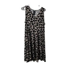 Premise Dress Womens L Tan Black Leopard Animal Print Stretchy Casual Sundress