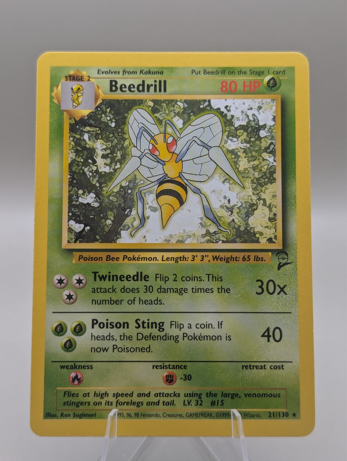 Pokémon TCG Beedrill Base Set 21/130 Unlimited Rare Card HP 80 non holo