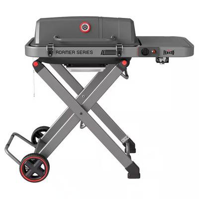 Roamer Series Travel-Friendly Portable Propane Gas Grill in Gray for Outdoor Cam