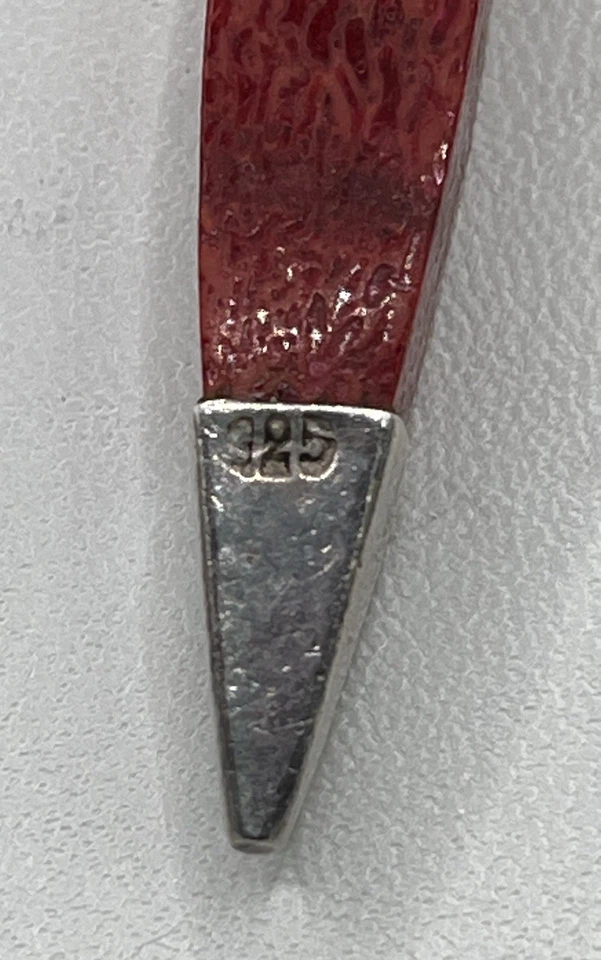 Pendientes geométricos de plata esterlina artesanales de coral teñidos con sangre MADERA ÚNICOS EN SU CLASE Foto 3 de 4