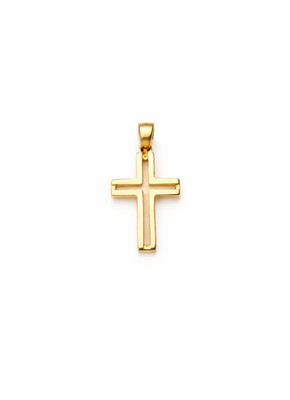 14k Solid Gold Cross Pendant, Religious Charm, Custom Made Cross Necklace, Stamp