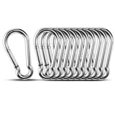 Small Carabiner Clip Hooks 10pcs Carabiners Stainless Steel Spring Snap Hook