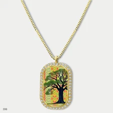 Gorgeous Colorful Tree of Life Pendant Necklace Chain Image Dog Tag Chain Gift D