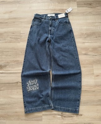 *NWT* Hollister Super Baggy Y2K Mens Denim Jeans New York Embroidered 28x30
