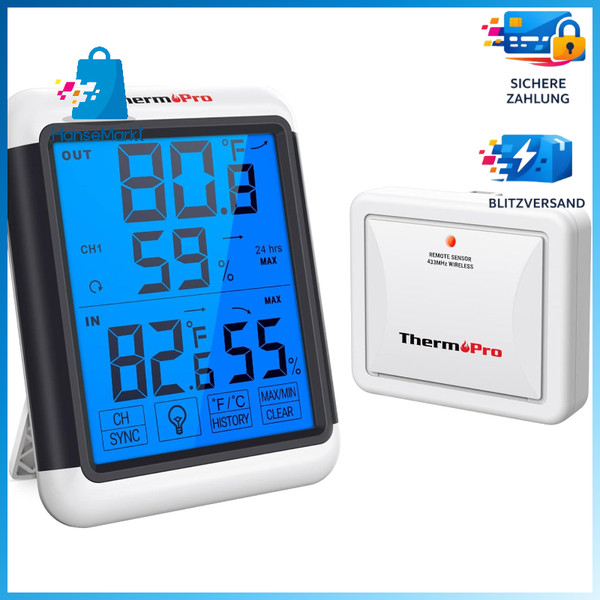 Funk Thermo-Hygrometer TP65 Mit AußEnsensor Bis 150M Reichweite Temperatur-image
