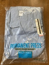 Vintage 1970s New Old Stock Men’s Pajama Set Blue & White Stripes