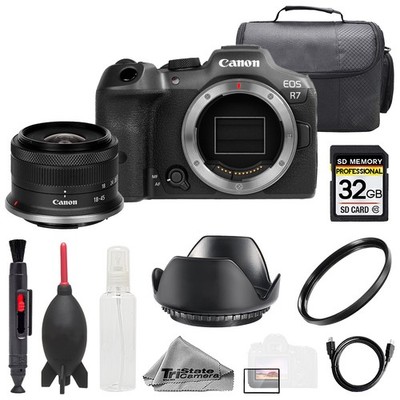 Canon EOS R7 + RF-S 18-45mm f/4.5-6.3 IS STM Lens +32GB+Bag+UV Filter- Basic Kit
