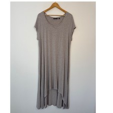 Minimalist H by Halston Womens XLP Maxi Dress Grey High-Low Scoop Neck Stretch