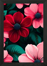 wallpaper flower vector Framed Wall Art Poster Canvas Print Picture