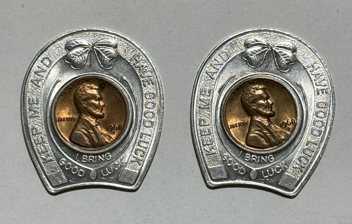 1968-D Lincoln Cent Good Luck Lucky Penny (x2) E.J. Novotny Kansas