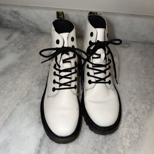 Dr Martens Luana Boots Womens 8 White Leather Lace Up Combat Ankle - Bild 2 von 6