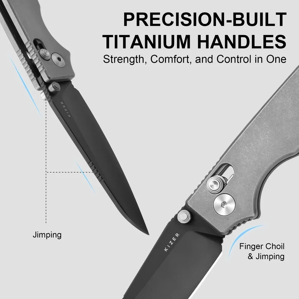 Cuchillo Plegable Kizer Cutlery Original 2 3.13" S45VN Hoja de Acero Mango de Titanio Foto 3 de 4