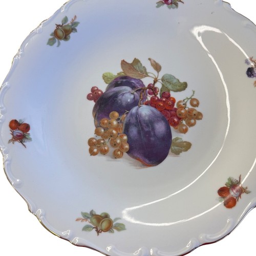 Schumann Arzberg Bavaria Porcelain Fruit Plate Scalloped Gold Rim Hand Painted - Picture 2 of 9