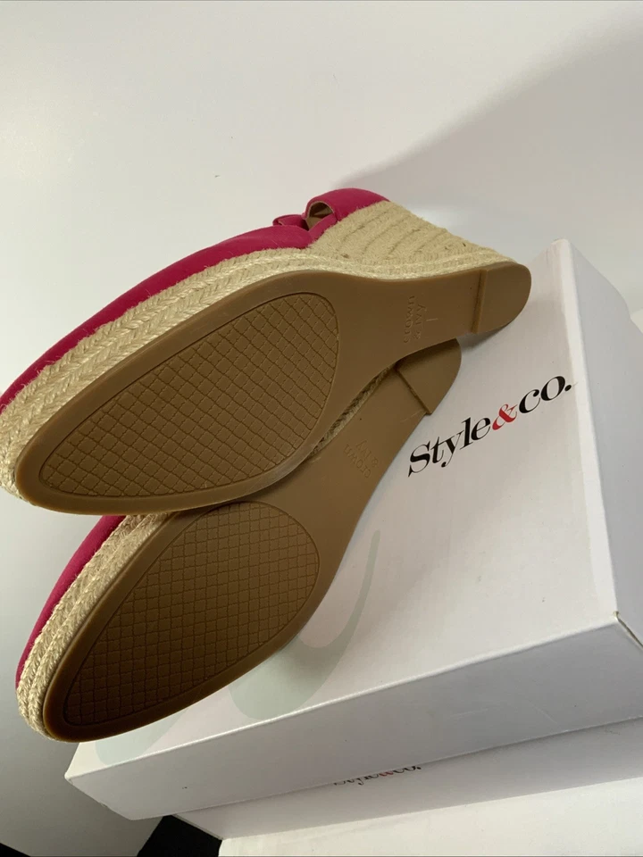 Sandalias alpargata de cuña Style & Co Allared Holly terciopelo rojo talla 7,5 en caja Foto 4 de 4