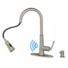 Single-Handle Pull down Sprayer Kitchen Faucet with Touchless Sensor, LED, Soap