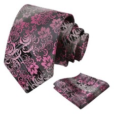 Mens 3.15in Gradient Leaf Pattern Tie Set, Pocket Square Casual Suit Kit Prop
