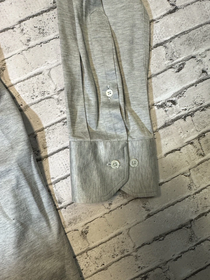 Corneliani Hombres 16 41 Gris Jersey Sólido Algodón Suave Vestido Camisa Usada en Excelente Condición Foto 3 de 4