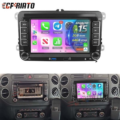 Für VW GOLF PLUS Android 15 Apple Wireless Carplay Autoradio GPS WIFI Navi 2*USB