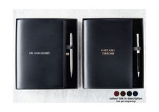 Acuto A5 Personalised Italian Leather Refillable Journal Gift Set -  Black