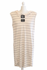 White Birch Nothing But Love Hooded T Shirt Dress Womens Small Stripe New
