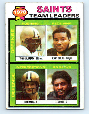 1979 Topps Tony Galbreath/Henry Childs/Tom Myers/Elex Price New Orleans Saints