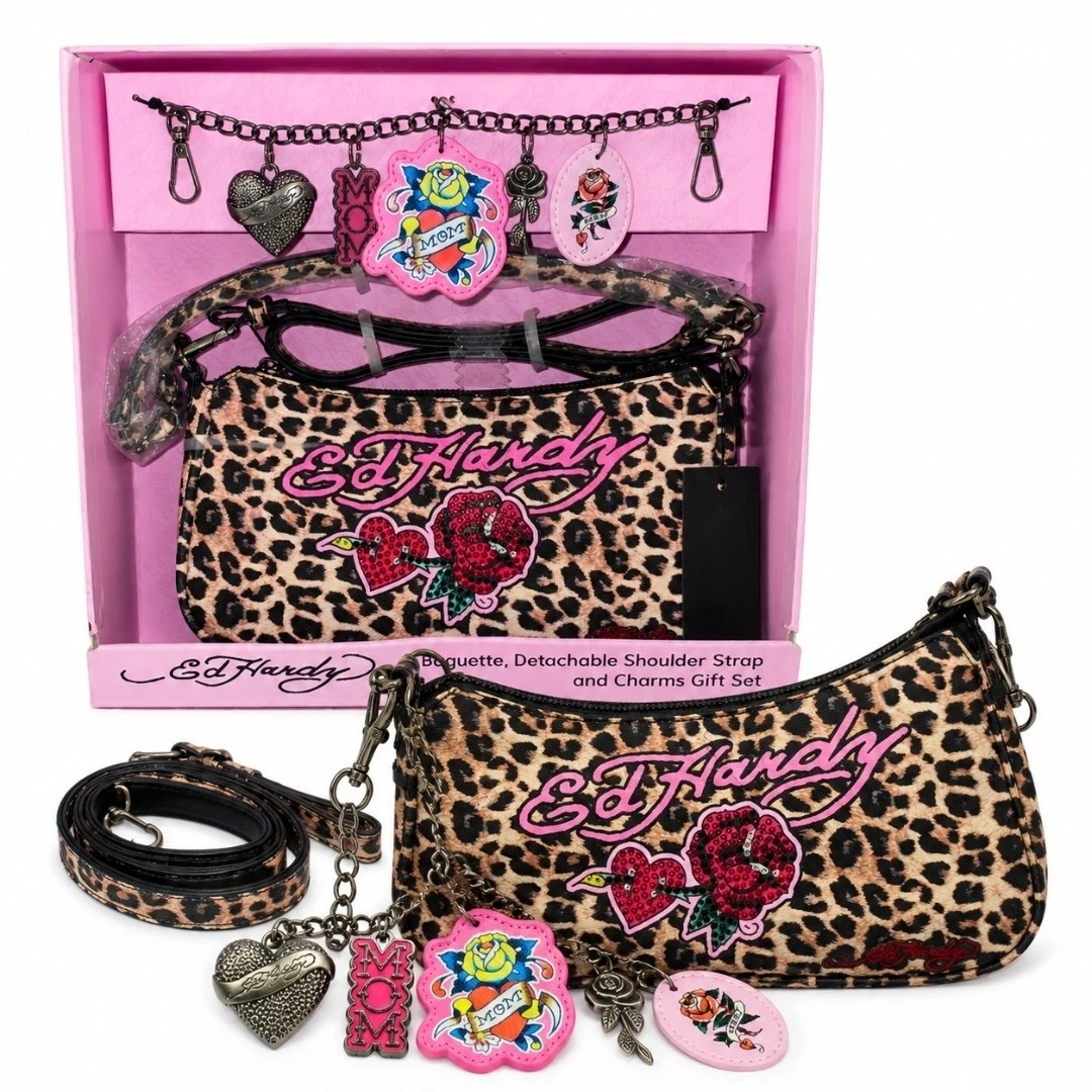 Ed Hardy Darleen Leopard Print Backpack Rhinestone Accents NWT Women\'s Bag Ed Hardy Animal Print Bags & Handbags for Women for sale | eBay main image 3