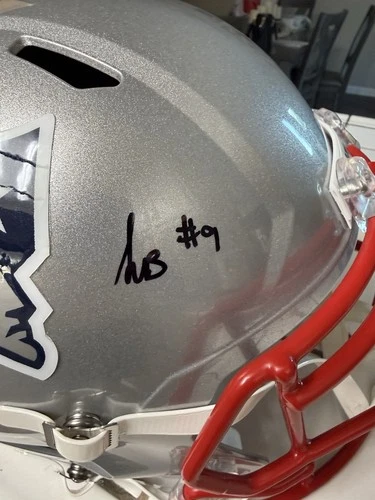 New England Patriots Kayshon Boutte Signed Football FS Replica Helmet Beckett