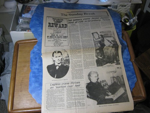 NEWSPAPER EVIDENCE OF JESSE JAMES DEATH AT 105 Stephensville Empire Tribune 1983