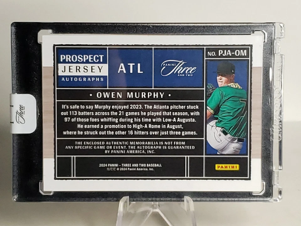 2024 Panini Three And Two Owen Murphy Prospect Jumbo Auto /32 Atlanta Braves - Image 4 of 4