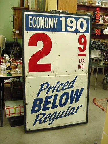 VINTAGE LARGE METAL GAS STATION ADVERTISING SIGN OIL PETROLIANA AUTOMOBILIA