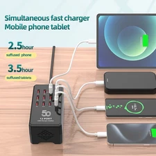 12 Ports USB Charging Station For Multiple Devices Portable Global Use WVYN