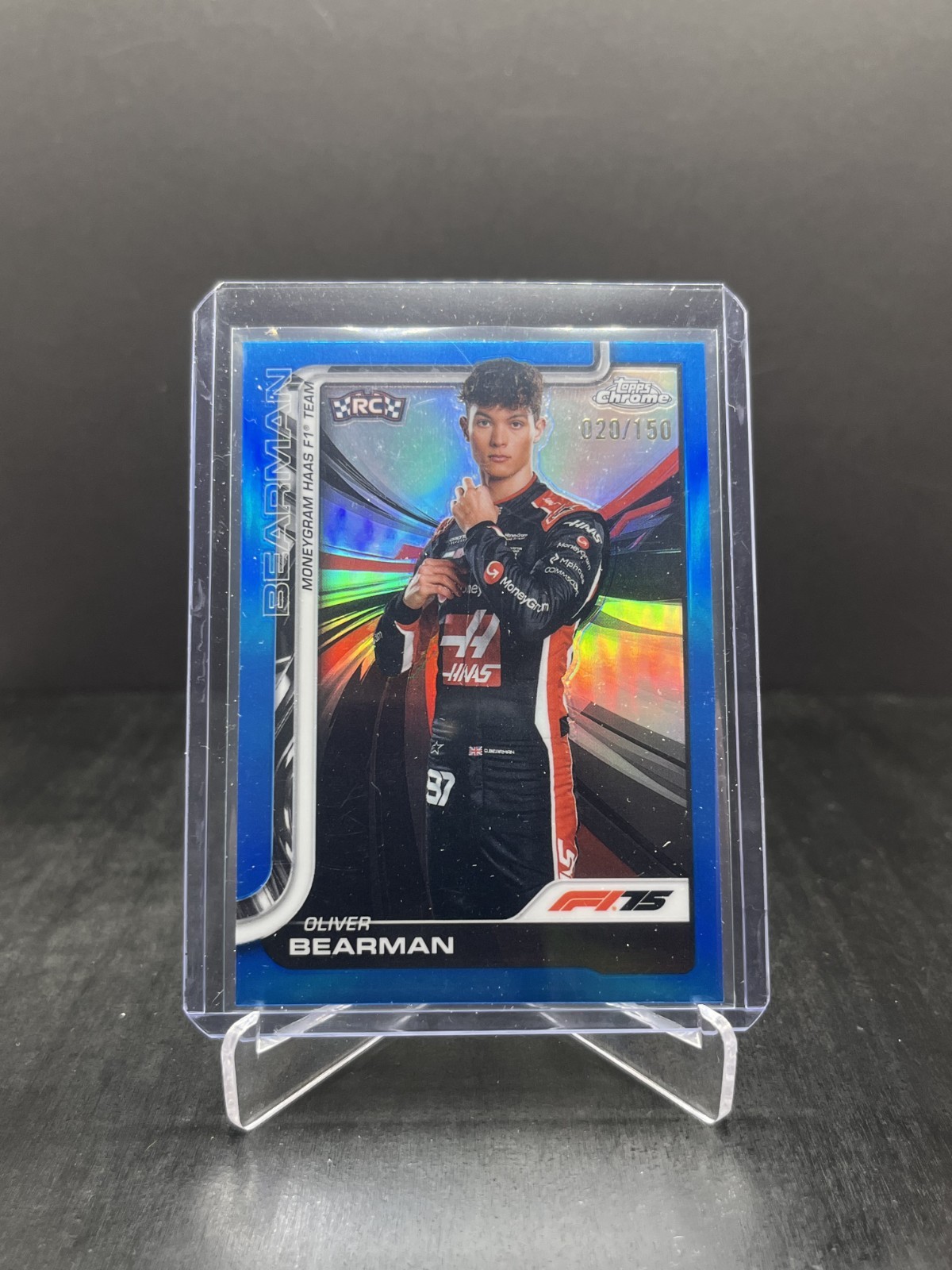 2025 Topps Chrome F1 Oliver Bearman RC Portrait Blue Refractor 020/150 #14