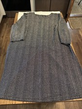 Tommy Hilfiger 18W Metallic Ribbed Dress 3/4 Sleeve Gray Shimmer 