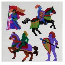 2000s Sandylion Foil Shiny Medieval Knights Single Sticker Sheet 2"  Purple