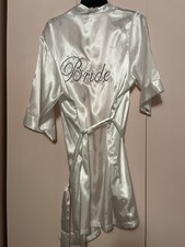 Bridal White Satin Embroidered Robe Size small
