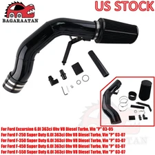 For Ford 6.0L F250 F350 F450 03-07 Black Aluminum Cold Air Intake Induction Kit