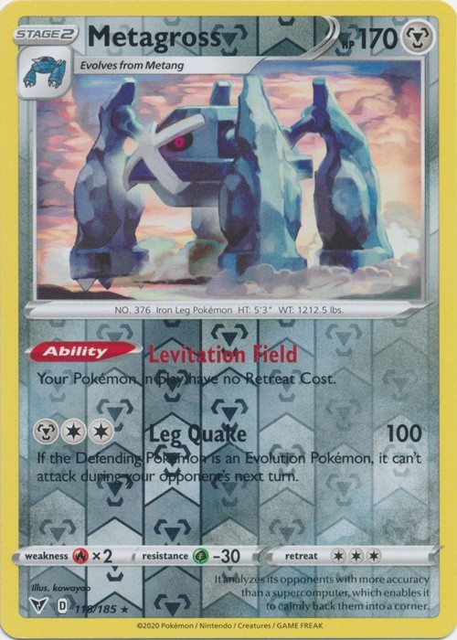 Pokemon - Metagross - 118/185 - Reverse Holo Rare - Vivid Voltage - NM/M