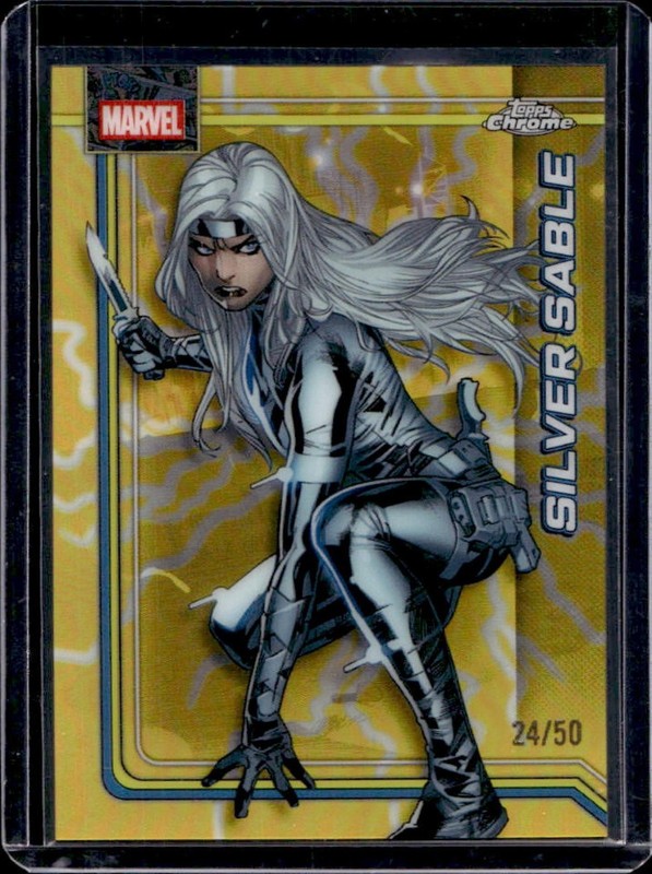 2026 Topps Chrome Marvel Silver Sable Storm's Gold Lightning Refractor #/50