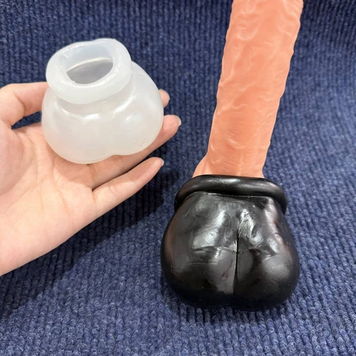 Silicone Chastity Cage Ball Bag Scrotal Restraints Testicles Stretcher for Male - Picture 22 of 35