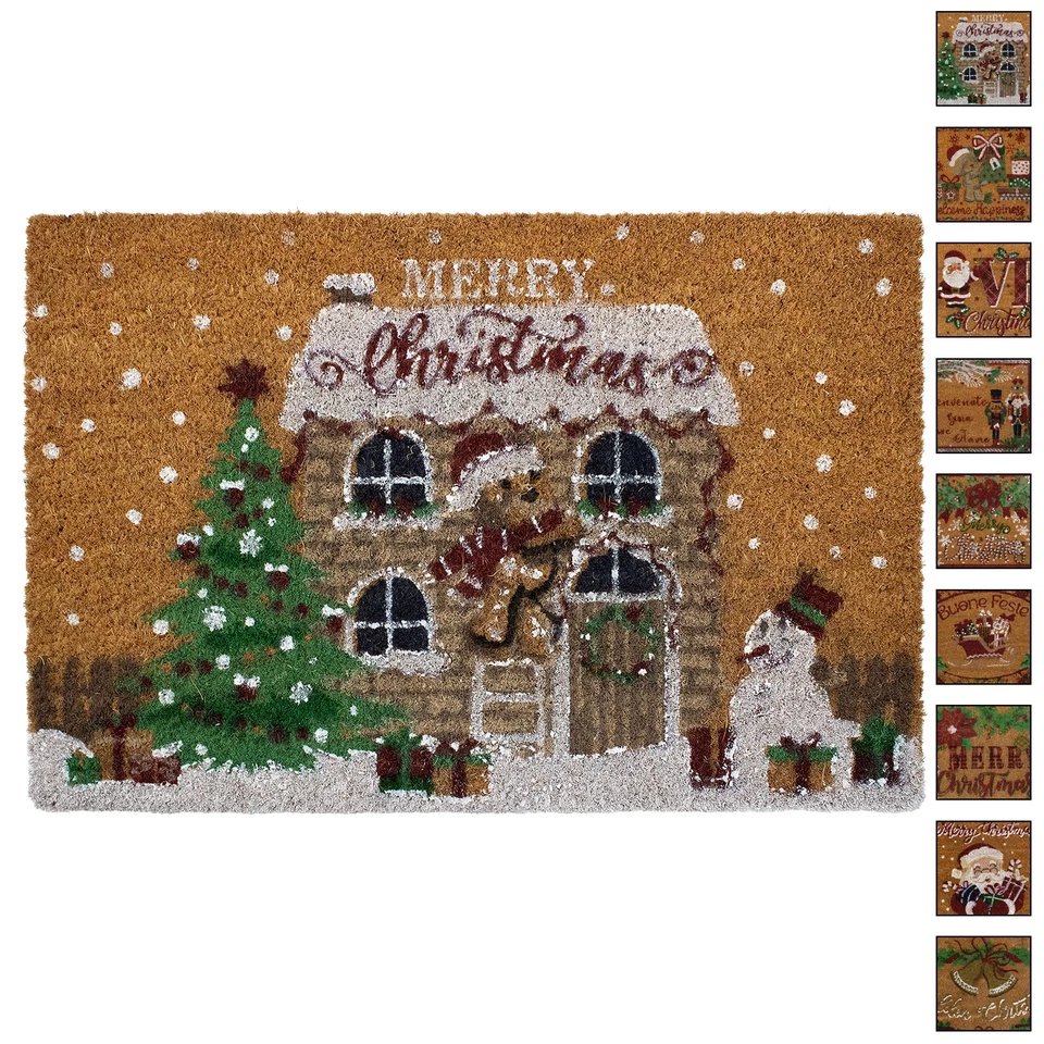 PREZIOSA HOME Tappeto zerbino natalizio in cocco stampato antiscivolo 40x60 cm Natale 7131