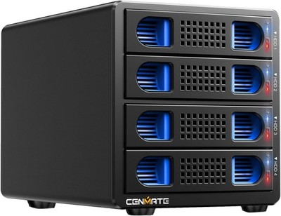 4 Bay Hard Drive Enclosure with Cooling Fan for 2.5/3.5'' SATA HDD/SSD Black 