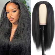 Long Yaki Straight Lace Front Wig Black Fiber Full Wig for Black Women Christmas