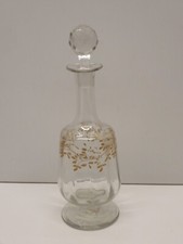 -FLACON BOUTEILLE CAVE A LIQUEUR XIXe Verre feuilles dorées Napoléon III   D