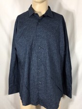 Men's NWOT 65 Bar III Navy Blue Print Slim Fit Shirt Size XL 17-171/2 34-35