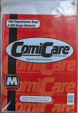 Comicare: Magazine Polyethylene Bags (100)  8 3/4" X 11" Fold Over Flap 1 1/2"
