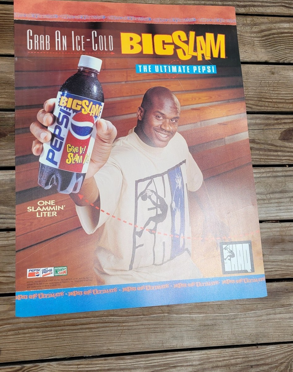 Rare Shaquille O'Neal Double Sided Vinyl Poster 23”x30.5” Pepsi