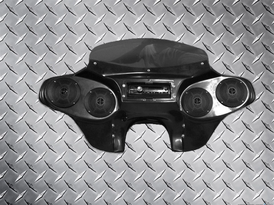 Headlight Batwing Fairing with Radio + (4) Speakers - Harley Softail Fatboy  - Image 2 of 4