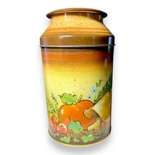 Vintage Daher Tin Box Co. Mushroom & Vegetable Canister MCM Made in England