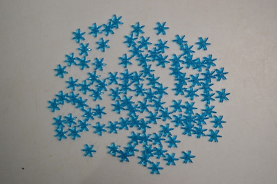 100 Vintage Snowflake Beads Plastic Ornament Craft Ceramic Blue MCM Wreath